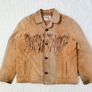 Vintage Scully Tan Suede Fringe Jacket for Men